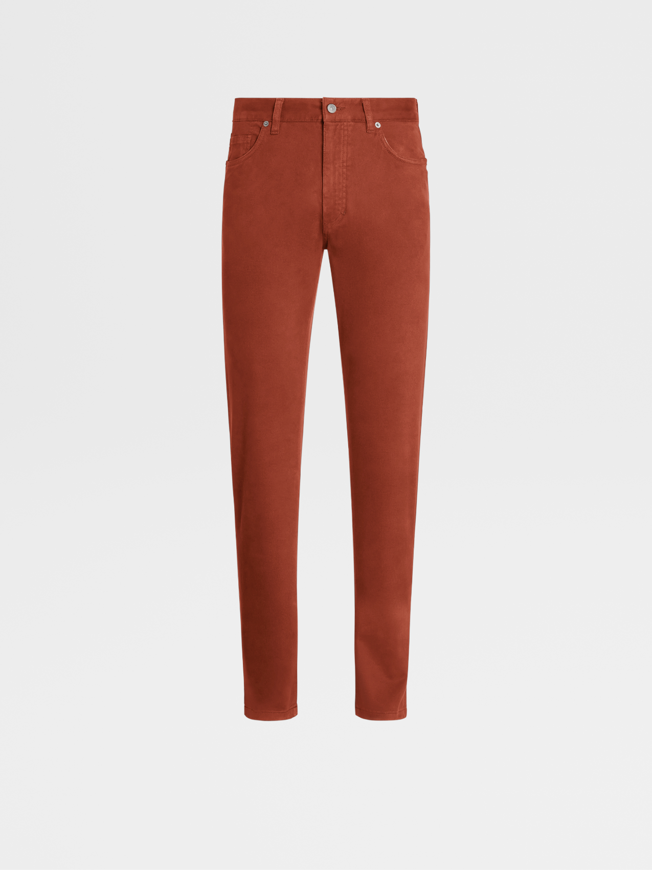 Brick Garment Dyed Stretch Cotton Gabardine City 5-Pocket Jeans